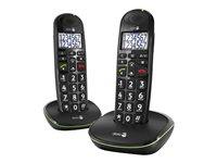 DORO PhoneEasy 110 Duo - Téléphone sans fil avec ID d'appelant/appel en instance - DECTGAP - noir + combiné supplémentaire 6219