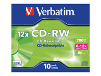 Verbatim - 10 x CD-RW - 700 Mo 8x - 12x - boîtier CD 43148