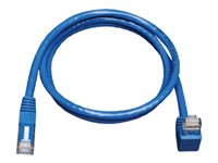 Tripp Lite 3ft Cat6 Gigabit Molded Patch Cable RJ45 Right Angle Down to Straight M/M Blue 3' - Cordon de raccordement - RJ-45 (M) pour RJ-45 (M) - 91 cm - CAT 6 - connecteur à angle vers le bas, moulé, bloqué - bleu N204-003-BL-DN