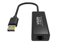 Vision TC-USBETH/BL - Adaptateur réseau - USB 2.0 - Gigabit Ethernet x 1 - noir TC-USBETH/BL