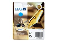 Epson 16 - 3.1 ml - cyan - originale - emballage coque avec alarme radioélectrique/ acoustique - cartouche d'encre - pour WorkForce WF-2010, 2510, 2520, 2530, 2540, 2630, 2650, 2660, 2750, 2760 C13T16224020