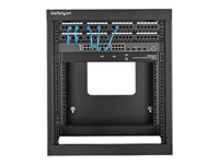 StarTech.com 12U Hinged Open Frame Wall Mount Server Rack - 4 Post 22 in. Depth Network Equipment Rack Cabinet - 140 lbs capacity (RK1219WALLOH) - Rack - montable sur mur - noir - 12U - 22" RK1219WALLOH